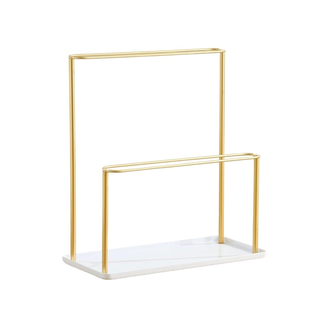 Aundhegrtt Metal 2-Tier Headband Holder Organizer with Tray:Hair Accessories Display Stand Storage Rack for Hairbands Necklaces