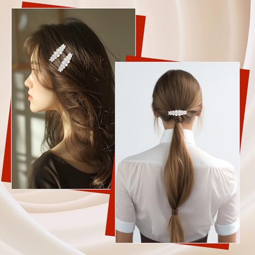 2 Pzs Pinzas Para El Pelo Con Perlas Blancas miniatura 6