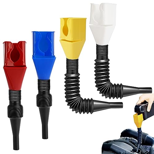 4 Stück Flexibler Schnelltrichter, Flexible Draining Tool Snap Funnel, Universal Plastic Funnel, Einfülltrichter Benzin, Retractable Auto Fuel für Abtropfwerkzeuge, Autoöl, Haushaltszwecke