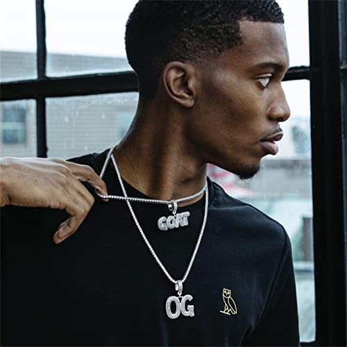 Hdmenc Custom Letter Pendant Small Baguette Name Necklace Men And Women Cubic Zirconia Charm Pendant With Rope Chain Gold Hip Hop Jewelry (2 Letter, Gold) #TOP1