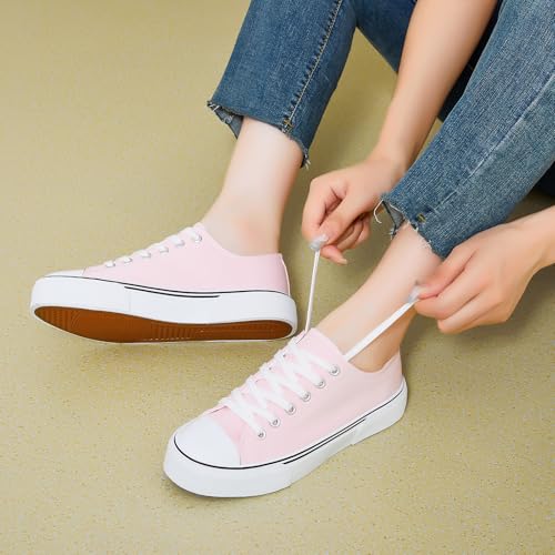 hash bubbie White Sneakers for Women Low Top Canvas Shoes Womens Canvas Sneakers Women's Fashion Sneakers Slip on Casual Tennis Shoes - Image 7