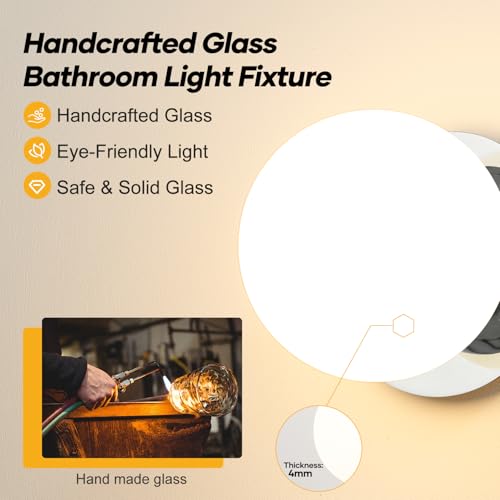 Image of 2 Pack Modern Chrome Wall Light Fixtures, Mid-Century Globe Glass Wall Sconces Set of Two for Bathroom Mirror, Living Room, Hallway, Entryway (Bulbs Not Included)