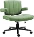 Produktbild Vigosit Criss Cross Stuhl mit Rädern, verstellbarebreite Armlehne Bürostuhl, Anti-Grip-StoffKomfort Kissen Modern Style Swivel ComputerTask Chairs für Home Vanity Desk Office (Green)