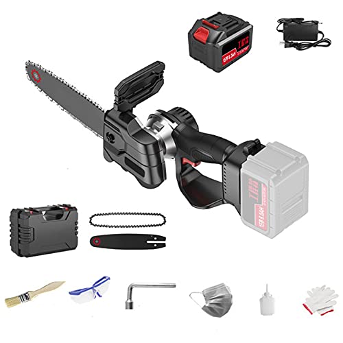 showyow Mini-Kettensäge, kabellos, elektrisch, 10,2 cm, batteriebetrieben, klein, tragbar, mit einer Hand…