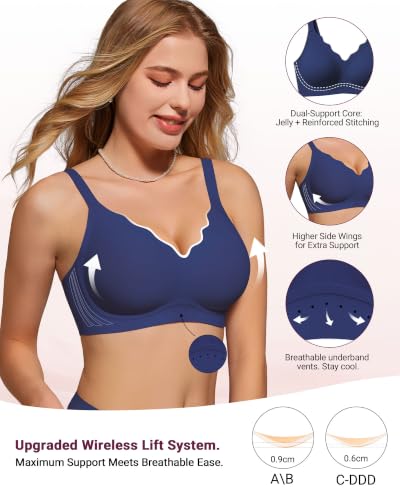 Image of As Fairy Wireless Bras for Women Jelly Push Up Scalloped T-Shirt Bra