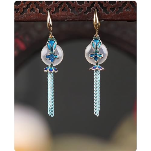 Boucles d'oreilles à pampilles rétro pour qipao chinois - 4