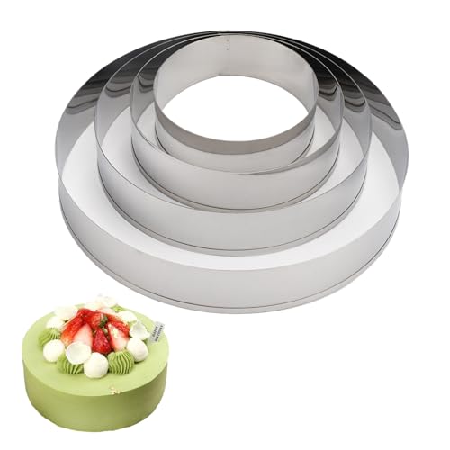 4 Pièces Moule Cercle Patisserie Cercle Gateau Emporte Piece Rond 7.5/9.5/12/15cm, Piece...