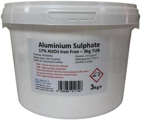 Trustleaf 3kg Tub of Aluminium Sulphate Al2(S04)3 Iron Free - Mordant/Purifier/PH reducer