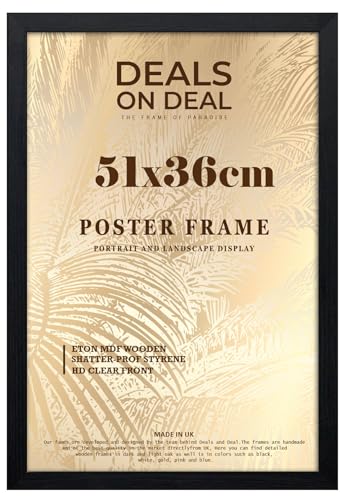 DEALS ON DEAL® Poster Frame 51x36 cm Photo Picture Frame Jigsaw Puzzle | Mdf Wooden 51 x 36 cm | Large 510 x 360 mm | for Home Office Livingroom-Black