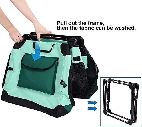 Ownpets 4 Door Folding Dog Crate,Unfolded dimension L&M Size Portable Pet Crate with Strong Steel Frame for Dogs & Cats, Detachable Soft Indoor & Outdoor Kennel