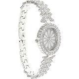Hemobllo Montre pour Femme : Montres de Luxe pour Femme avec Strass et Cadran Bling-Bling élégant, Argenté., 19.5X3CM, Bracelet