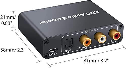 Image of Tobo HDMI ARC Audio Extractor HDMI ARC TV Audio Splitter to Toslink Coaxial 3.5 mm RCA 5.1CH Digital 2.0CH Analogue 192kHz for TV to Speaker Amplifier Headphones - TD-448H