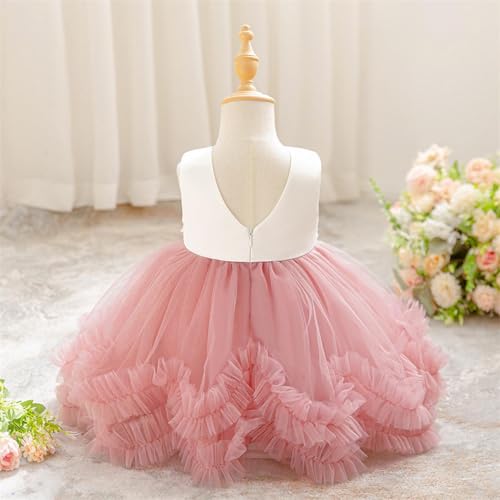 6M-3Y Girl Ruffle Lace Tulle Pageant Dresses Toddler Kids Formal Bow Wedding Bridesmaid Ball Gown Flower Girl Dress4