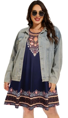 Image of Plus Size Summer Dresses Casual Tshirt Dress Loose Beach Pockets Sundress