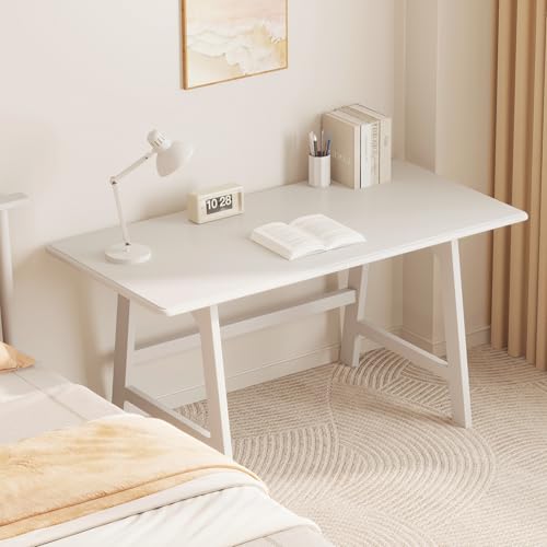 IOTXY Solid Wood Writing Table - 48" W Minimalist PC Computer Desk, White