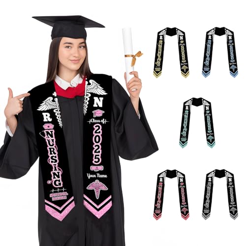 Customized Nursing Graduation Stole/Sash, RN Nurse Stole Graduate 2025, Class of 2025 With Medical Logo Grad 4
