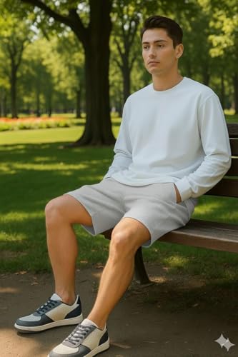 Image of INKKR Men's Premium Polyester Casual Ribbed Shorts ||Loose Fit with 2 Pocket Shorts