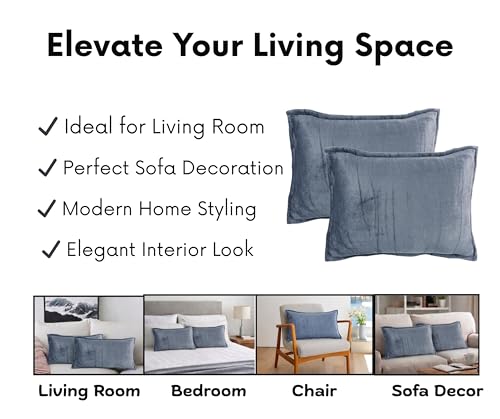 Image of RD TREND Velvet 250 GSM Rectangular 18x 28 Inches Cushion Covers Set of 2 | Throw Pillow Covers for Sofa, Bed & Living Room | Perfect for Home Decor Solid Grey