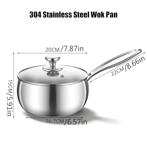 Wok de Acero Inoxidable 304 con Tapa, 7.87 in miniatura 6