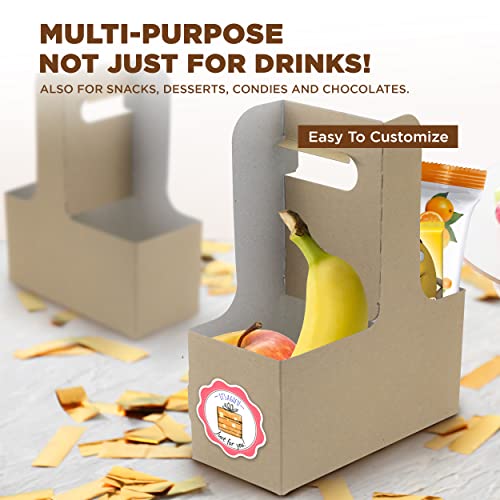[25 Pack] 2 Cup Drink Carrier With Handle - Kraft Paperboard Handled Drink Carriers 12 - 30 Oz To Go Coffee Cup Holder, For Hot And Cold Cup Carrier, Takeout, Cafe And Restaurant Food Service Delivery #TOP4