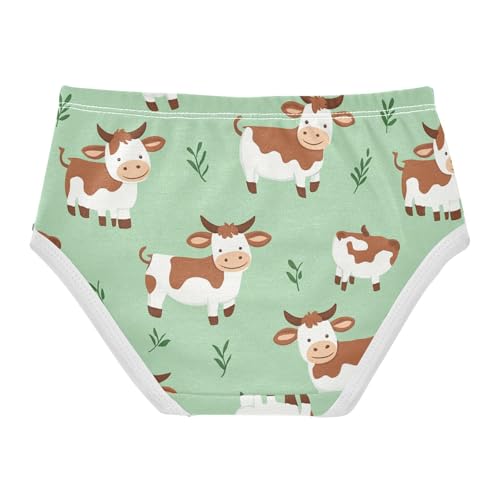 Wusikd Cartoon Cow Grass Girls' Underwear Cotton Cute Girls Briefs Soft Toddler Underwear 2T2