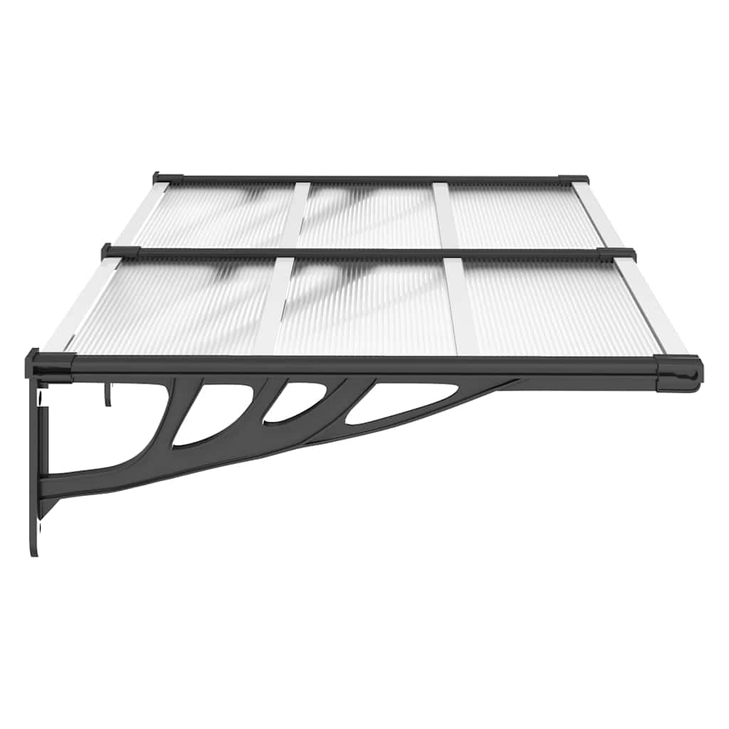vidaXL Türvordach Überdachung Haustür Pultvordach Türdach Haustürvordach Haustürdach Vordach Regenschutz Schwarz Transparent 152,5x90cm Polycarbonat