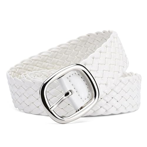Women's Faux Leather Belt Braided Belt Holeless Metal Fashion Metal Buckle Braided Raffia Patent