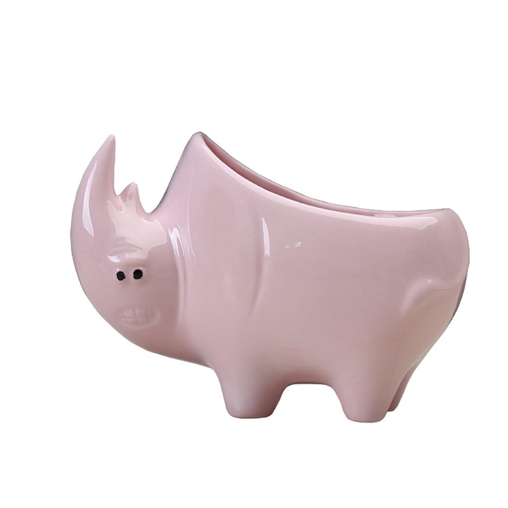 GELASIGE Flower Pots Outdoor Gardening Succulent Flowerpots, Office Desk Rhino Ceramic Flowerpots, Suitable For Balconies And Gardens Outdoor Flower Pots