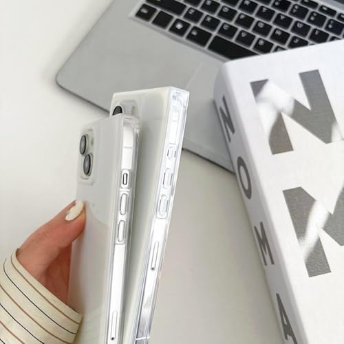 Coque blanche brillante pour iPhone 15 au design rectangulaire chic - 6