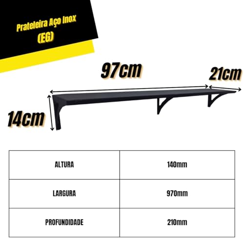 LAURINDOS, Prateleira Preta Eletrostática Decoração 97x21 Multiuso 2Und