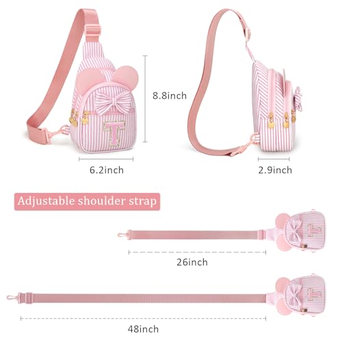 Image of Initial Purse for Girls Kids,Birthday Gifts for 3-8 Years Old | Personalized Crossbody Bag, Small Toddler Sling Bags Cute Fanny Pack, Gifts for Daughter Sister Grandkids, Pink T