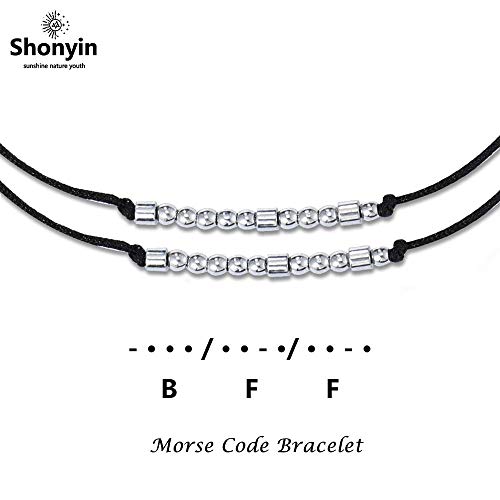 Shonyin Bff Bracelet Best Friends Morse Code Bracelets Set Friendship Jewelry Gift For 2 Sister Girl Women Men - Image 3