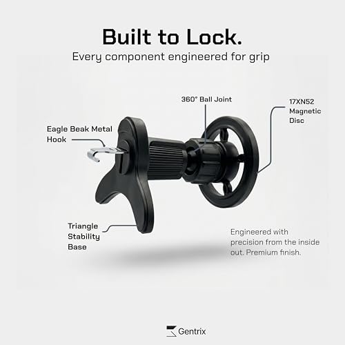 Image of AeroMag AC Magnetic Car Mount Phone Holder, Compatible with MagSafe, Apple Air Vent Mount with N52 Magnets, 360 Rotation, Metal Hook Clip & Iron Ring for iPhone 18 /17 /16 /15 /14 /13 & All Phones