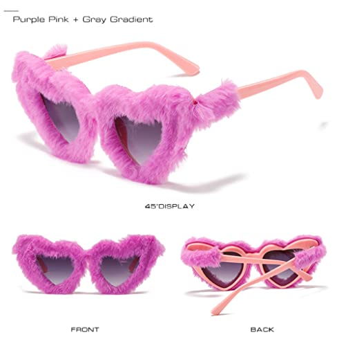 Lunettes de soleil cœur en peluche pour vos festivals de mode d'été