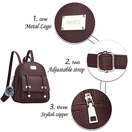 Kkxiu Women Small Backpack Purse Convertible Leather Mini Daypacks Crossbody Shoulder Bag For Ladies (Z-Wine) #TOP2