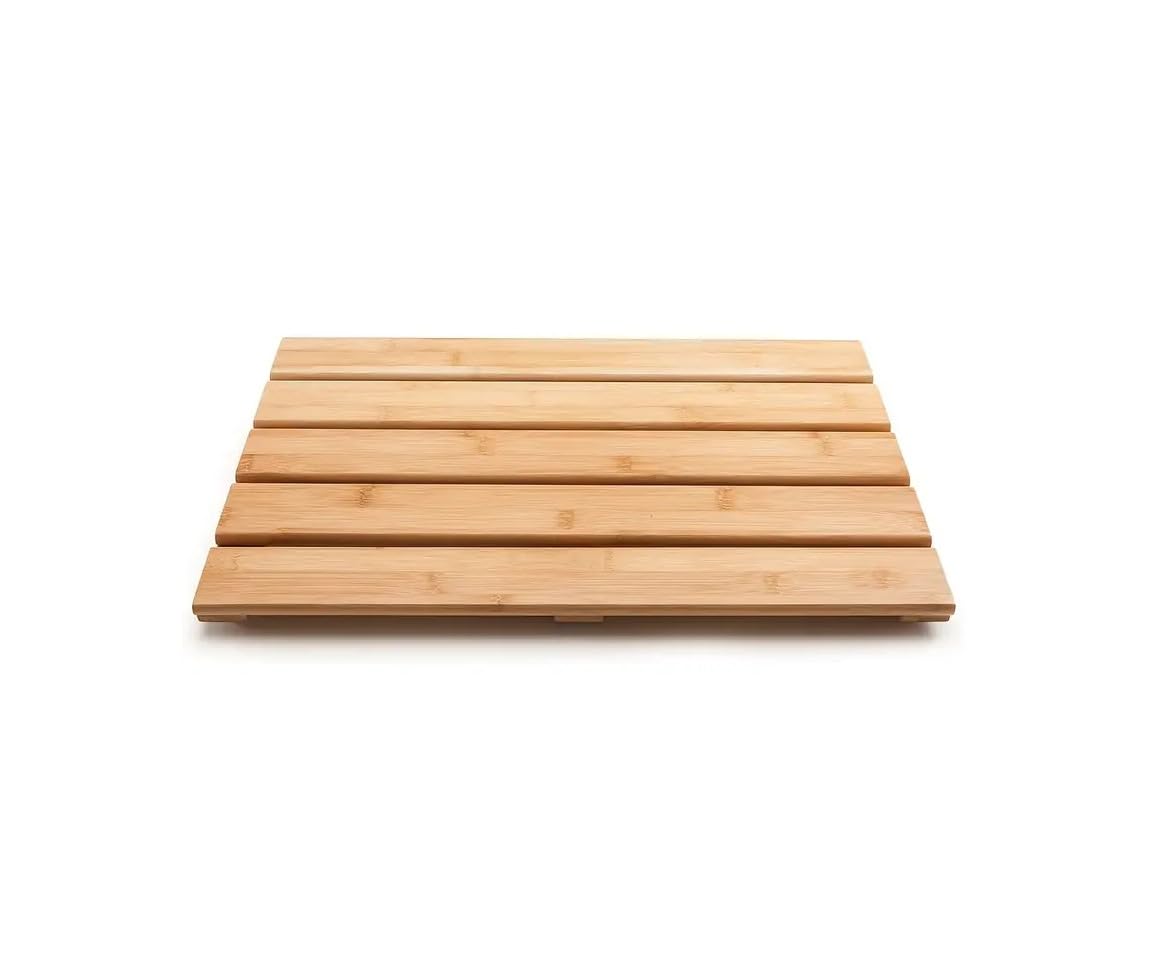 HubewaGlobal Natural Bamboo Wooden Bath Mat Duckboard Bamboo Bath Mat For Bathroom, Outdoor Shower & Spa 50 x 33 x 2.5cm Multipurpose with Anti Slip Rubber Feet Duck Board Wooden Shower mats
