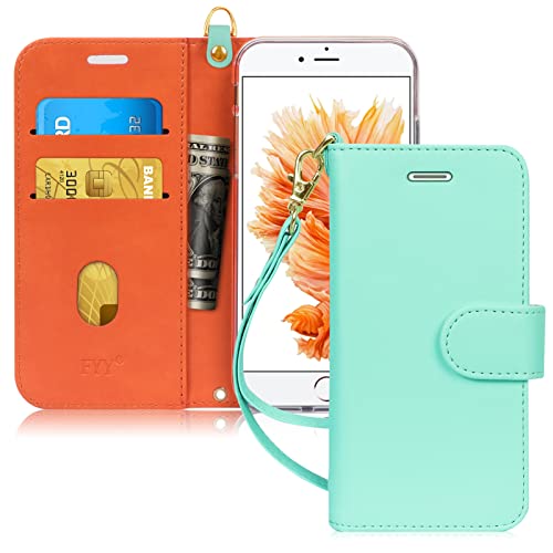 FYY Case for iPhone 6/6s, PU Leather Wallet Phone Case with Card Holder Flip Protective Cover [Kickstand Feature] [Wrist Strap] for Apple iPhone 6/6s 4.7