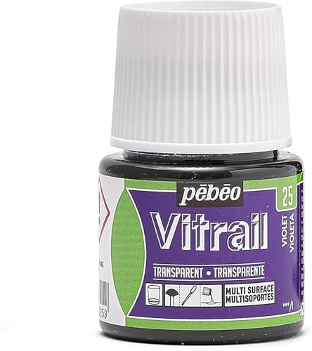 Pebeo Vitrail Stained Glass Effect Glass Paint 45-Milliliter Bottle, Violet,Violet, blue