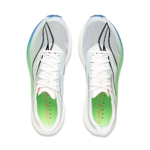 LI-NING FEIDIAN 5 Challenger Men Running Shoes Boom Fiber Reflective Lightweight Breathable Racing Sneakers Standard White/Pure Sky Blue US 114