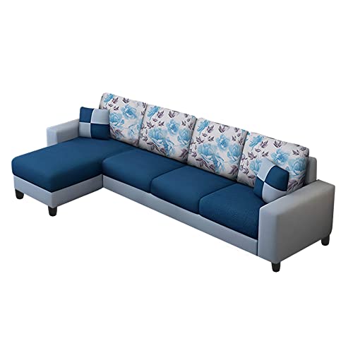 Image of Orland 6 Seater LHS L Shape Sofa Set for Living Room | Color - Blue Grey