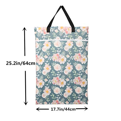 Sigzagor 2 Pack Large Hanging Wet Bags Laundry Pail Bags Cloth Diapers Reusable (Solar System)