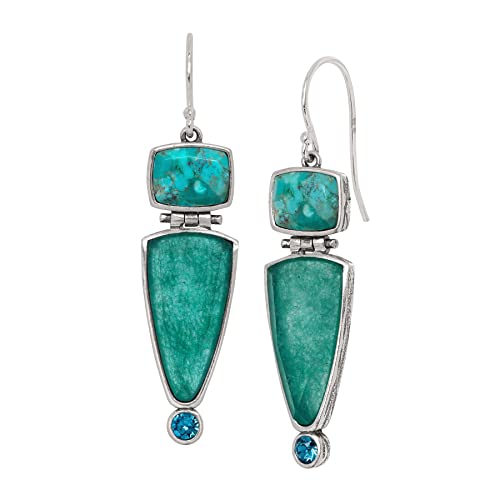 Silpada 'True Colors' Compressed Turquoise and Quartzite Drop Earrings with Crystals in Sterling Silver