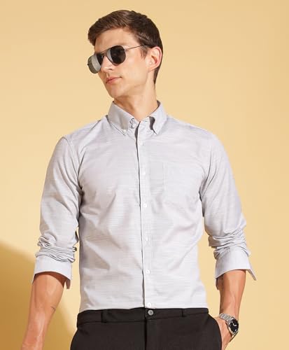 Image of Fyltr Men's Regular Fit Shirt - Full Sleeve | Functional Pocket | Button Down Collar | Formal Shirts for Men