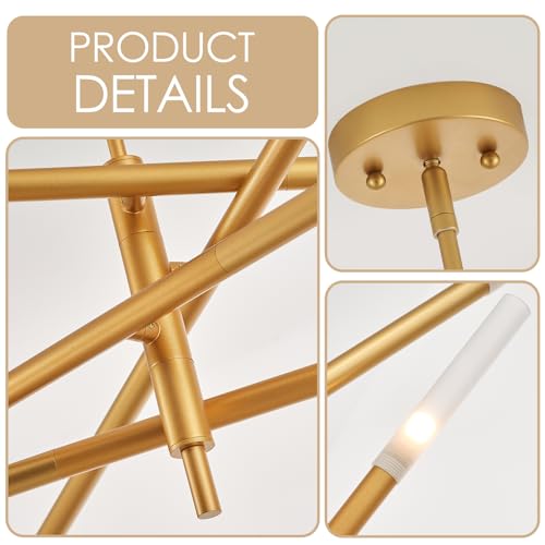 VANZARLA Modern Sputnik Chandelier for Entryway, Industrial Gold Pendant Lighting, 8-Light Vintage Hanging Light Fixture for Dining Room Bedroom Kitchen Foyer by VANZARLA - Image 6
