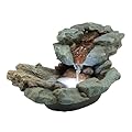Alpine Corporation 20" Long Indoor/Outdoor River Rock Waterfall Tabletop Fountain with LED Lights