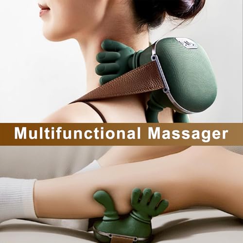 Massagegerät, 4D Bionische Hand Nackenmassagegerät, Elektrische Shiatsu Massagegerät mit Wärme 3 Modi & 2 Heizstufen, Tiefenmassage für Nacken & Schultern, Lindert Muskelverspannungen und Ermüdung