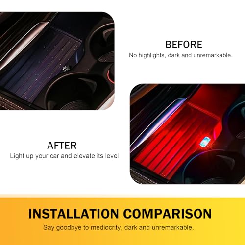 Lámpara LED interior ambiente USB para auto, 4 piezas miniatura 7