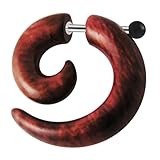 Piercing per orecchio finto in acciaio chirurgico 316L con motivo a spirale UV, calibro 16, marrone chiaro e Acciaio inossidabile, cod. REZ-MP-305-6MM