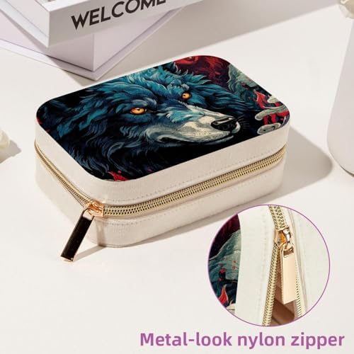 Boîte à bijoux loup : support de rangement spacieux pour bagues et colliers