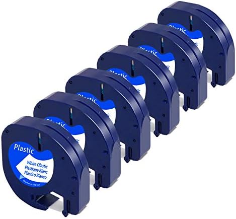 AOJE Compatible Label Tape Replacement for Dymo Letratag 91331 Black on White 1/2'' x 13' (12mm x 4m), A91331 S0721660 Plastic Tape Refill Work with DYMO LT-100H LT-100T LT-110T QX50 XR XM 2000 6-Pack